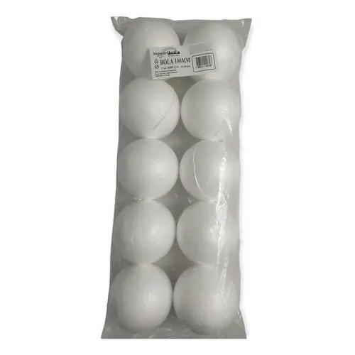 Bola Em Isopor 10cm (100mm) Com 10 Unidades