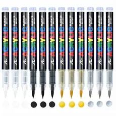 3 Pçs Acrílico Marcador Caneta Pincel Canetas Branco Preto Pintura Arte Marcadores