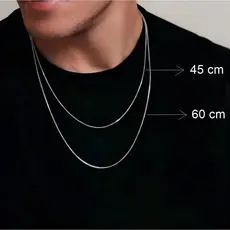 Colar Veneziana Banhada a Prata 925 45 Cm a 60cm Corrente Fina Elegante