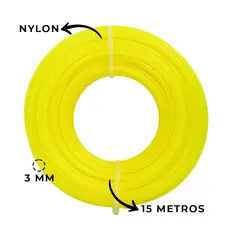 Fio de Corte Nylon Redondo 3mm Para Aparar Grama Roçadeira 15 Metro Jardim Universal Forte Reposição