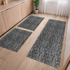 Kit 3 Peças Tapetes e Passadeira Atenas Luxo Moderno Para Cozinha Antiderrapante