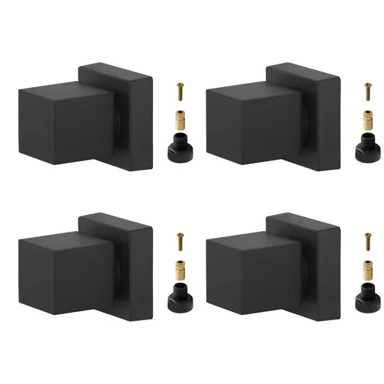 4 Acabamentos Para Registro Pressão ou Gaveta 1/2 e 3/4 Quadrado Preto Fosco Padrão Deca Metal +adaptador Docol