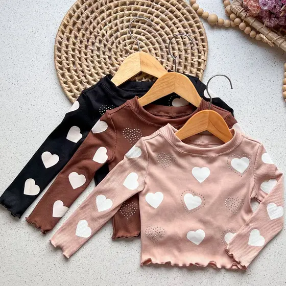 blusa infantil menina manga longa canelado stress