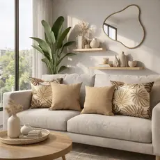 Kit 4 Almofadas De Luxo 50x50 Cheias Decorativas Gorgurinho Tecido Antialérgico