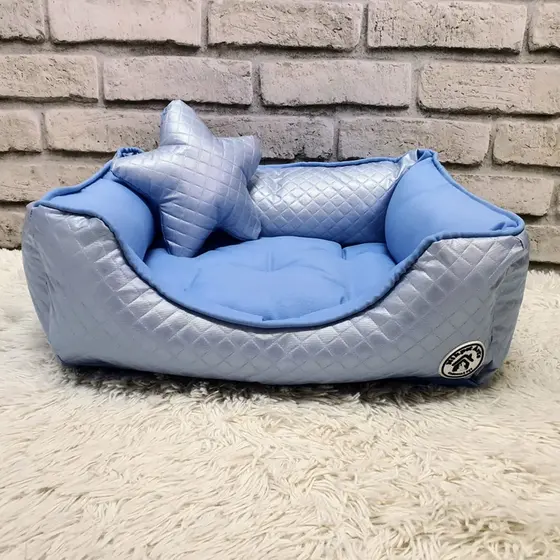 Cama Pet Courino Azul Colchonete Caminha Com Zipér