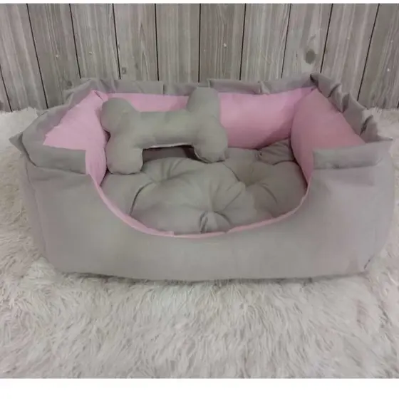 Caminha Rosa P Pet Cinza Claro Cama Com Ziper Lavavel P