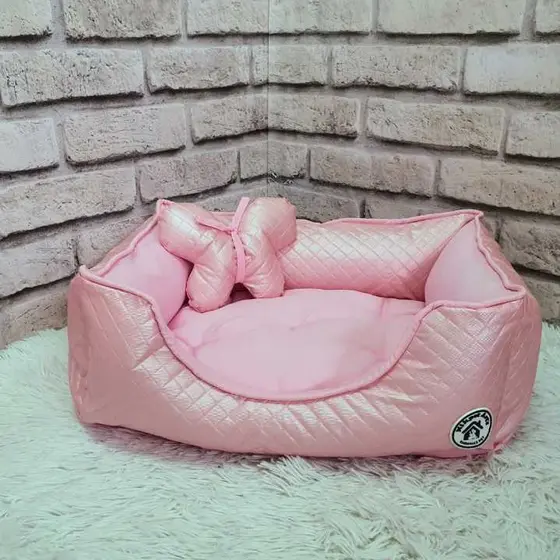 Cama Cachorro Gato Cão Pequeno Delicate Baby M Caminha Pet Rosa Courino Colchonete 100% Lavavel Enchimento Siliconado