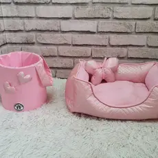 Cama Tamanho M Colchão Cães Gatos Caminha Com Cesto Organizador Rosa Bebe Colchonete Lávavel
