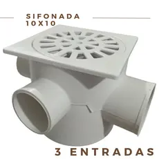 Caixa Sifonada 10x10cm 3 Entradas para Banheiros ou Áreas