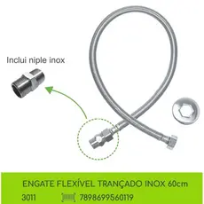 Engate / Rabicho Metal Aço Inox Malhado Trançado 60cm Flexivel - Brascan
