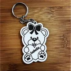 Kit de Chaveiros MDF Ursinha Com Laço Coração Aniversário Infantil em MDF
