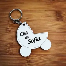 Kit de Chaveiros Carrinho Bebe Cha Brinde Personalizado em MDF