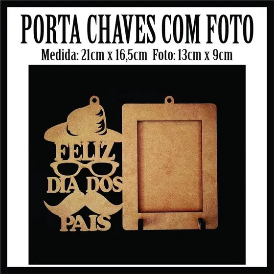 Kit de Porta Retrato Chaves Com Foto Dia Dos Presente Criativo em MDF