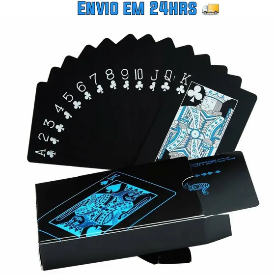 Baralho Black A Prova D'agua - Baralho Preto - Poker Mágica