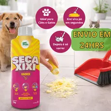 Seca Xixi Perfumado 1kg Varrer Absorve Urina Talco Pó Higieniza e Neutraliza Odor Cachorros Gatos