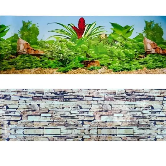 Painel Decorativo Fundo Aquário Duas Imagens 70cm X 50cm Enfeites Plantas Agua Doce Peixes Ciclideos