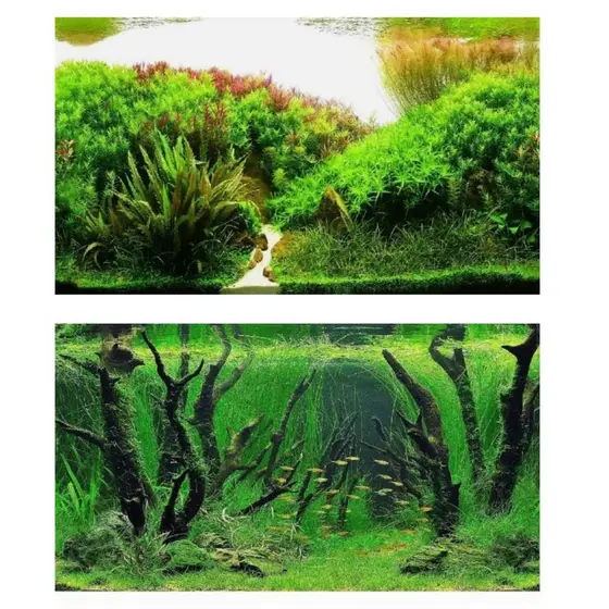 Painel Aquários Decoração 150cm X 50cm Papel De Fundo Aquários Jumbos Plantado Plantas Troncos Peixes