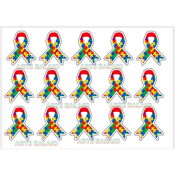 Kit 15 Símbolo do Autismo Coração ou Laço 5x5cm identificação uniforme Termocolantes