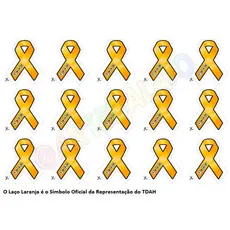 Kit 15 Símbolo do TDAH Laço Laranja 5x5cm identificação uniforme Termocolantes para peças em tecido Termocolante Patch