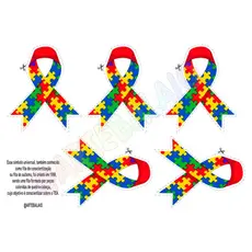 Kit 5 Símbolo do Autismo Laço 8x10 cm identificação uniforme Termocolantes para peças em tecido Termocolante Patch