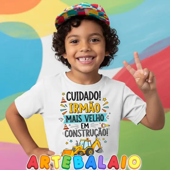 Camiseta Infantil ArteBalaio Irmão Mais Velho em Construção MIF 0019