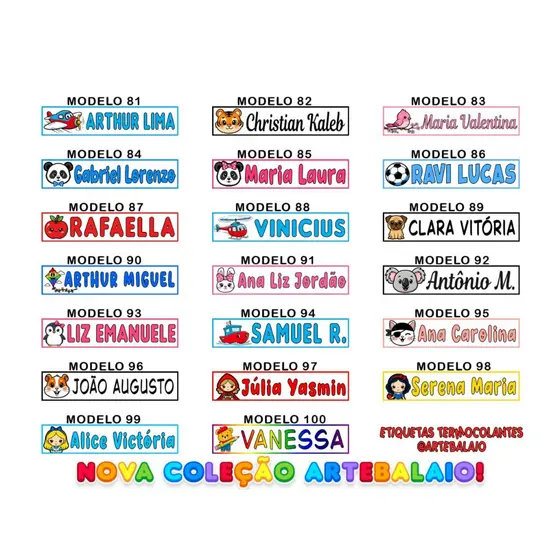 Lançamento Kit com 150 Etiquetas Termocolantes Personalizadas 5x1cm p/ Roupas e Uniformes Escolares