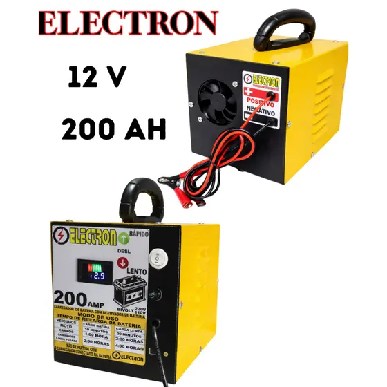 Carregador de bateria 12v Até 150amperes, Turbo Velocidade, Bivolt, Turbo Ventilação Display Digital TOP