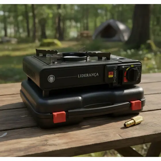 Fogão Fogareiro Portátil Preto Camping Pesca Kit Completo