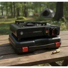 Fogão Fogareiro Portátil Preto Camping Pesca Kit Completo