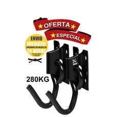 Kit Par De Gancho De Rede Aço Reforçado Grosso Preto Suporta Até 280kg