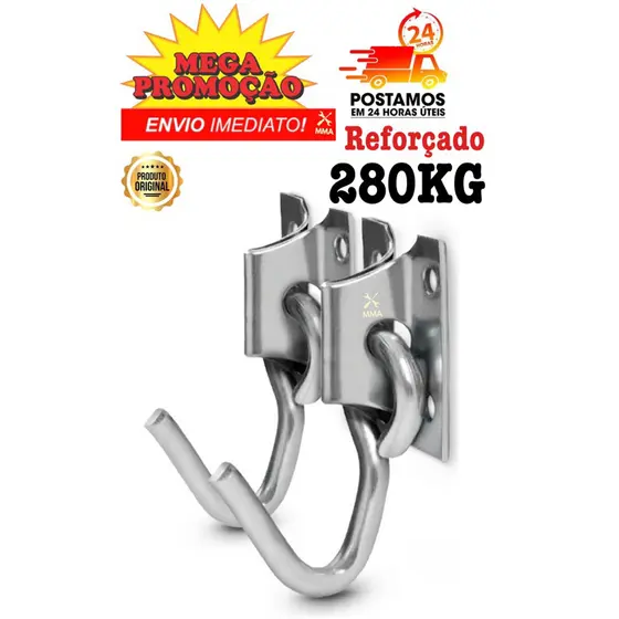 Kit Par De Gancho De Rede Aço Reforçado Grosso 280KG Promoção