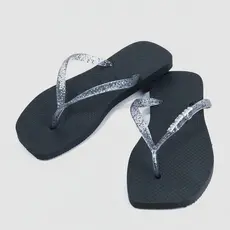 Chinelo feminino correia glitter confortável para o dia a dia