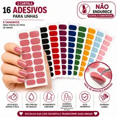 ADESIVOS DE UNHA PODE SER APLICADO COM LUZ UV PARA PROLONGAR A VIDA - Pronta para Usar Fácil Aplicação Cores Variadas
