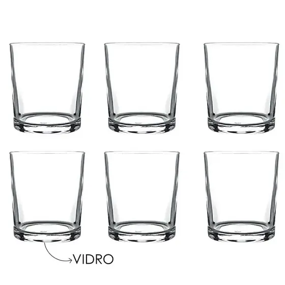 Kit Copos de Whisky de Vidro Rocks Vidro Genuíno e Ideal para Whisky e Velas Aromáticas