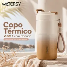WATERSY Copo térmico de aço inoxidável, copo para café, 550ml, elegante e portátil para esportes.