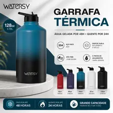 Watersy Garrafa Térmica 128oz/3,78L Inox 304 com Canudo Anti Vazamento para Esporte Viagem Camping
