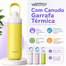 Watersy Garrafa Térmica inox 600ml(20oz) /720ml(24oz) garrafa Isolamento Dupla Quente & Frio Com Canudo
