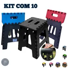 10 Banco Banqueta Banquinho Dobravel Plastico Multiuso Portatil Resistente Compacto Retratil Camping Pesca Ate 100 kg