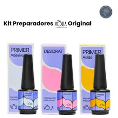 Kit Volia Preparador Unha Desidrat 9ml + Primer Com Acido 10ml + Primer Adesivador Sem Acido Original Imediato