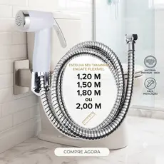 Ducha Higienica Gatilho ABS TOP BRANCO e Engate Mangueira Flexivel em Inox ESCOLHA TAMANHO