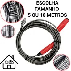 Desentupidor Manual 5 metros ou 10 metros Mola de Aço Ralo Pia Banheiro Cozinha Quintal Cano Calha