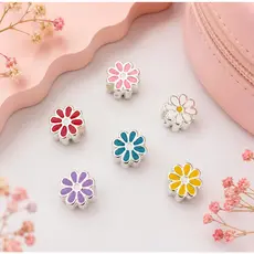 Berloque Flor Margarida Rosa Branca Azul Amarela Lilás ou Vermelha