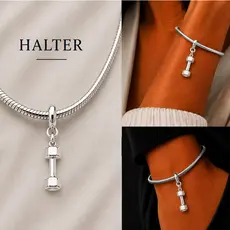 Berloque Halter Pingente Academia Fitness Unissex Charm Pulseira e Corrente