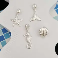Berloque Pingente Prata 925 Sereia Estrela Mar Cavalo Marinho Concha Praia Tartaruga