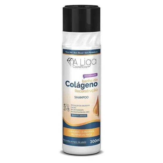 Shampoo de Reconstrução Banho de Colágeno e D'Pantenol 300ml - A Liga Cosméticos