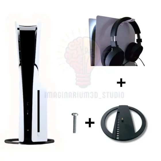 Suporte Base Vertical Para Playstation 5 + Clip Suporte Headset Ps5 Slim Digital  todos Ps5 Pro