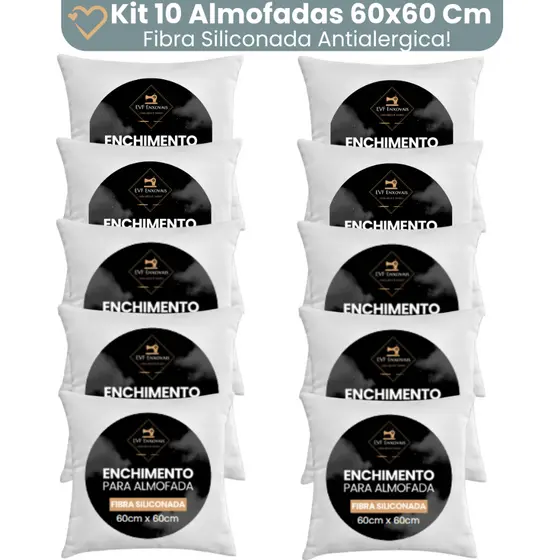 Enchimento Almofada Refil 60x60 Silicone Antialergico Kit 10 Unidades