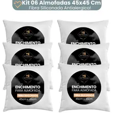 Enchimento Almofada Refil 45x45 Silicone Antialergico Kit Com 6 Unidades