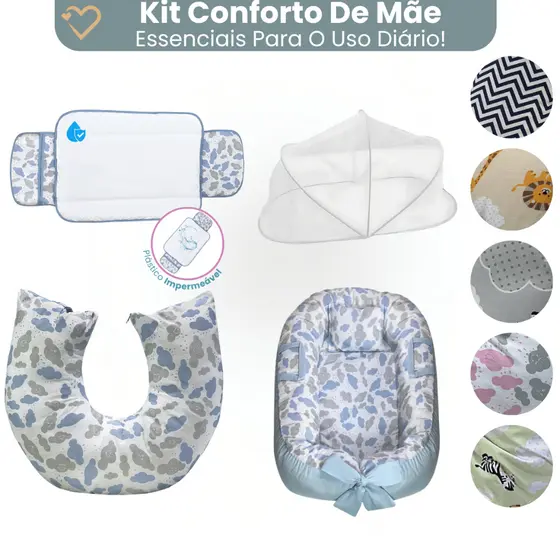 Ninho Redutor de Berço Para Bebe com Mosquiteiro Almofada Amamentação e Trocador Varias Estampas