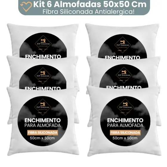 Kit 6 Unidades Enchimento Almofada Refil 50x50 Silicone Antialergico